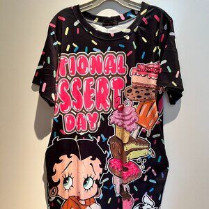 NWT Betty Boop by Fashionist Style 'National Dessert Day' oversized shirt dress